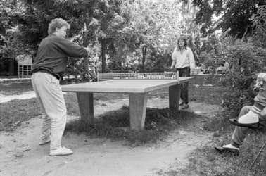 Preparation Seminar in Kladow - Susanne Milka and another participant are playing table tennis 